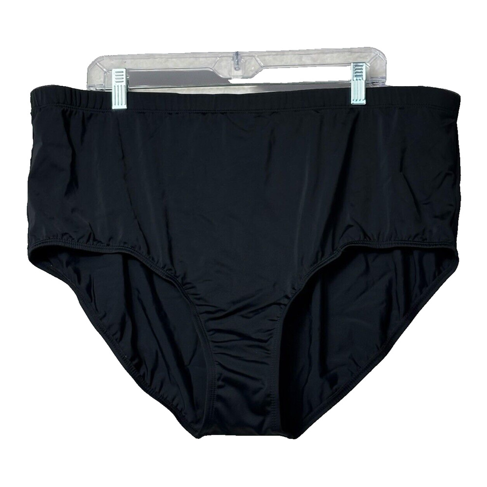 Swimsuits for All Womens Plus Size 26 Swim Brief Tummy Control Black